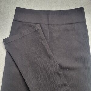 Fabletics Black Ribbed Knit High Waisted Split Hem Leggings Flared Yoga Pants